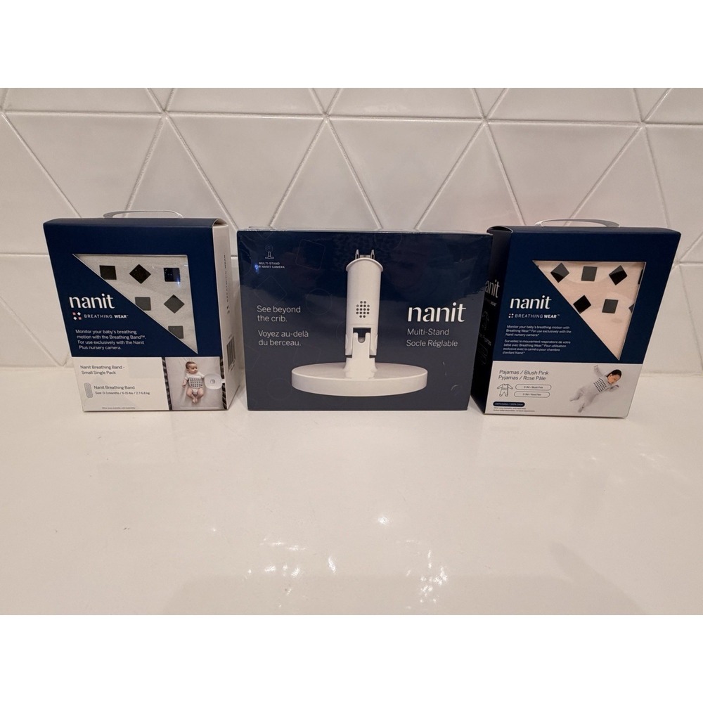 Nanit Smart Baby Monitor Camera‎ N102 + Stand + 2 Breathing Wear Sleepers NEW